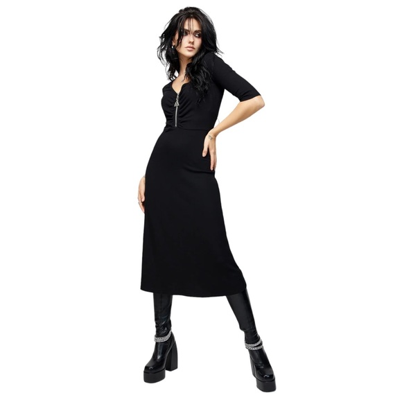 Disturbia Dresses & Skirts - Disturbia Triquetra Zip Rib Midi Dress Size US 6 Black Goth Witchy Grunge 90s